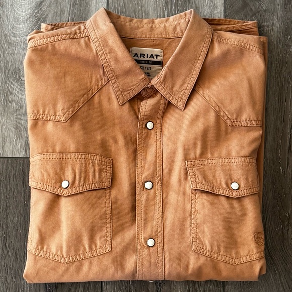 ARIAT Mens Ace Retro Snap Long Sleeve Shirt XXL / 2XL Western Cowboy 100% Cotton - Picture 16 of 16